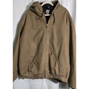 Carhartt J130 Brown Hooded‎ Insulated Jacket Men's Sz 4XL Tall Minor Flaw